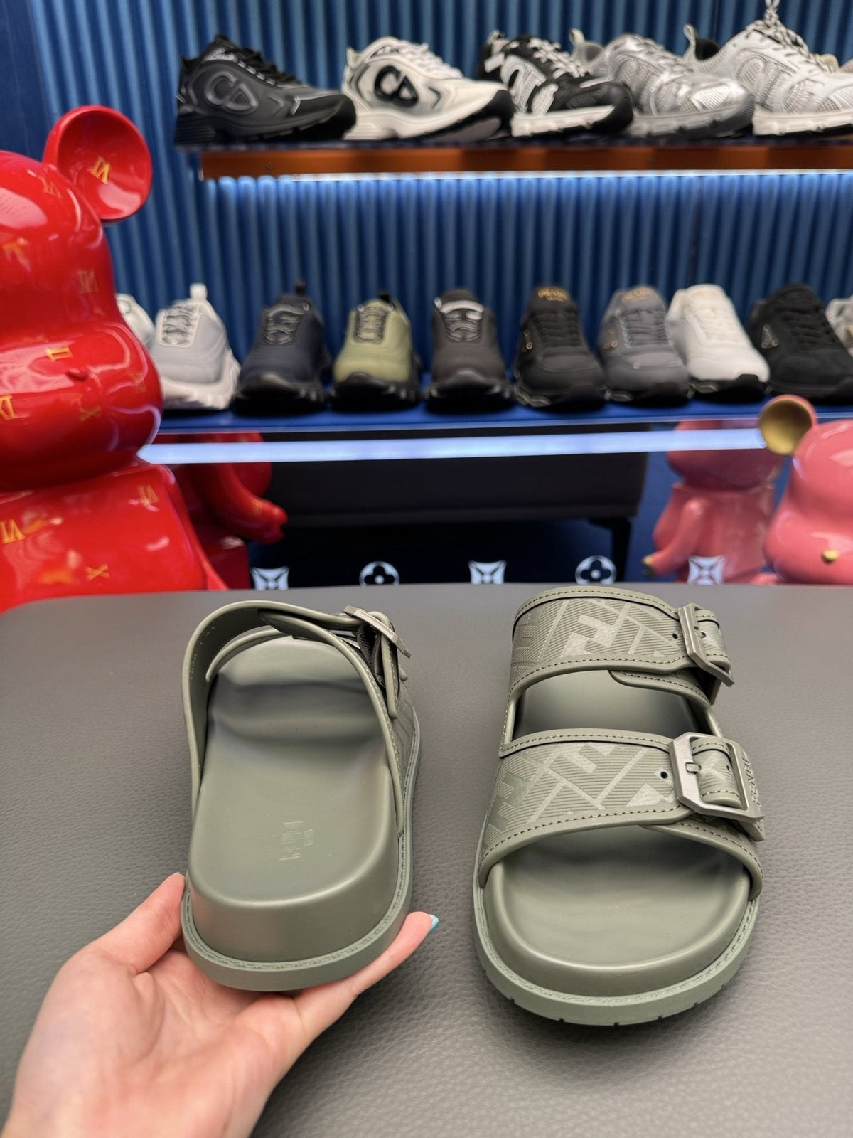 Fendi Two-Buckle Slide Sandals — model