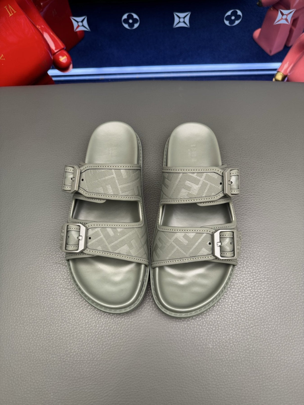 Fendi Two-Buckle Slide Sandals — front