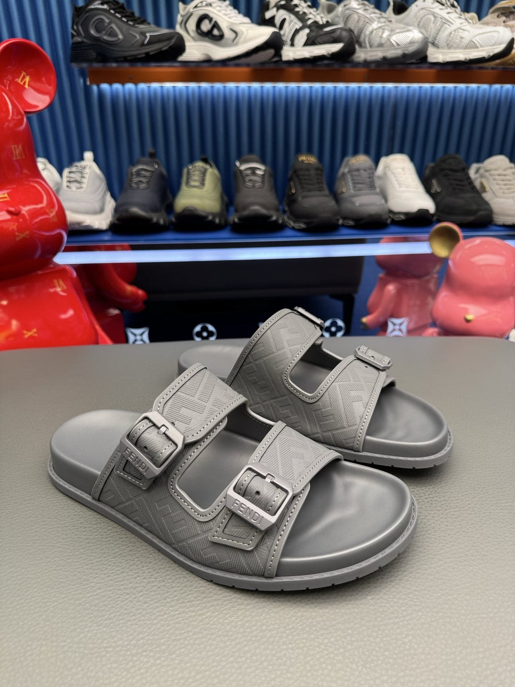 Fendi Two-Buckle Slide Sandals — front