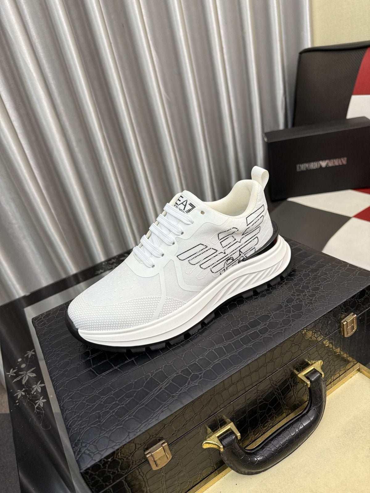 Emporio Armani White Low-Top Sneakers — front