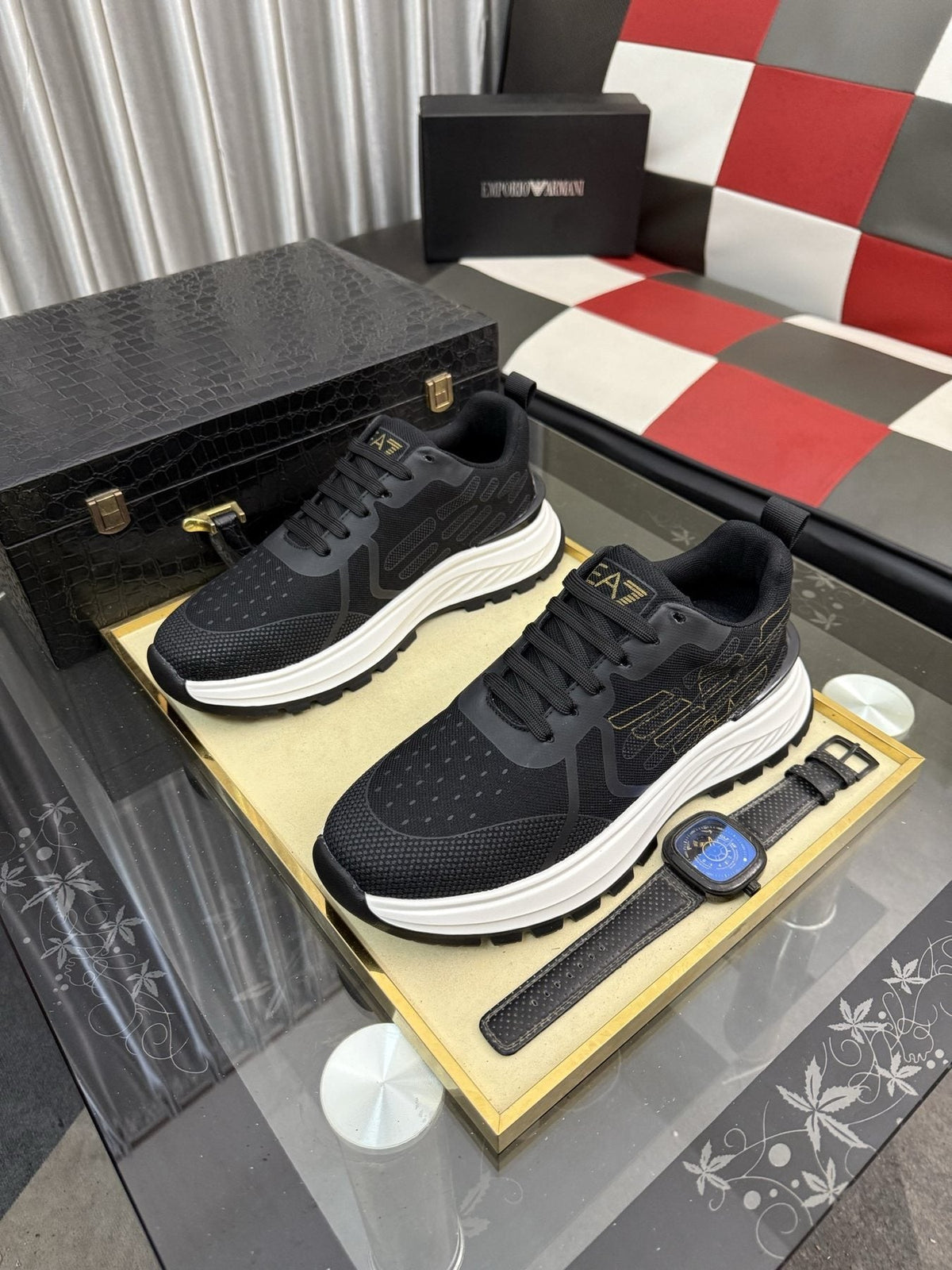 Emporio Armani White Low-Top Sneakers — front