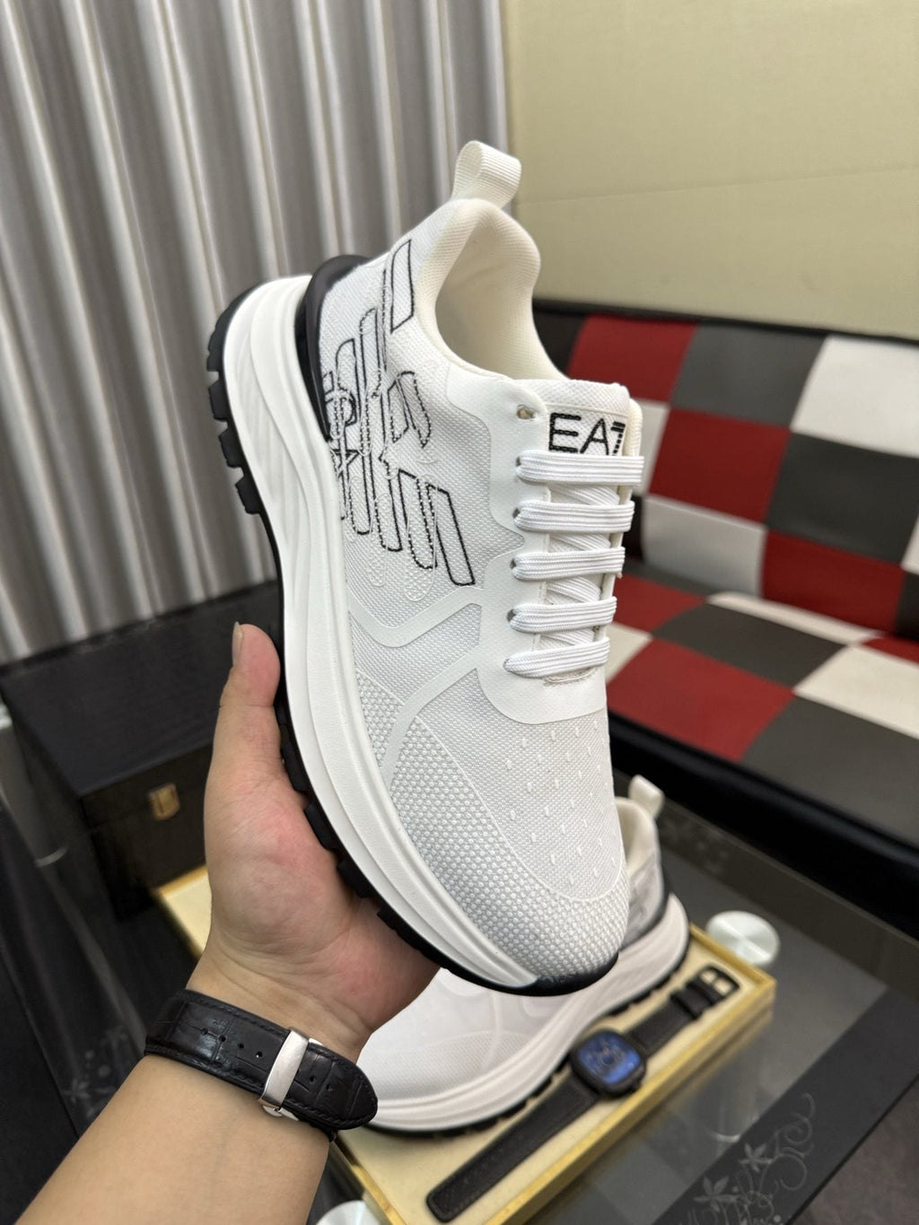 Emporio Armani White Low-Top Sneakers — side