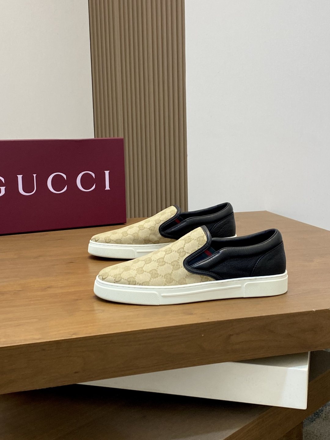 Gucci Patterned Slip-On Sneakers — front
