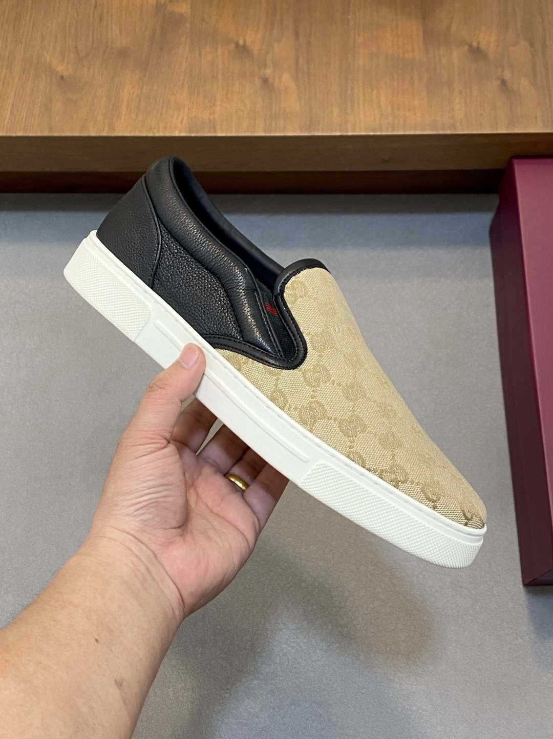 Gucci Patterned Slip-On Sneakers — model