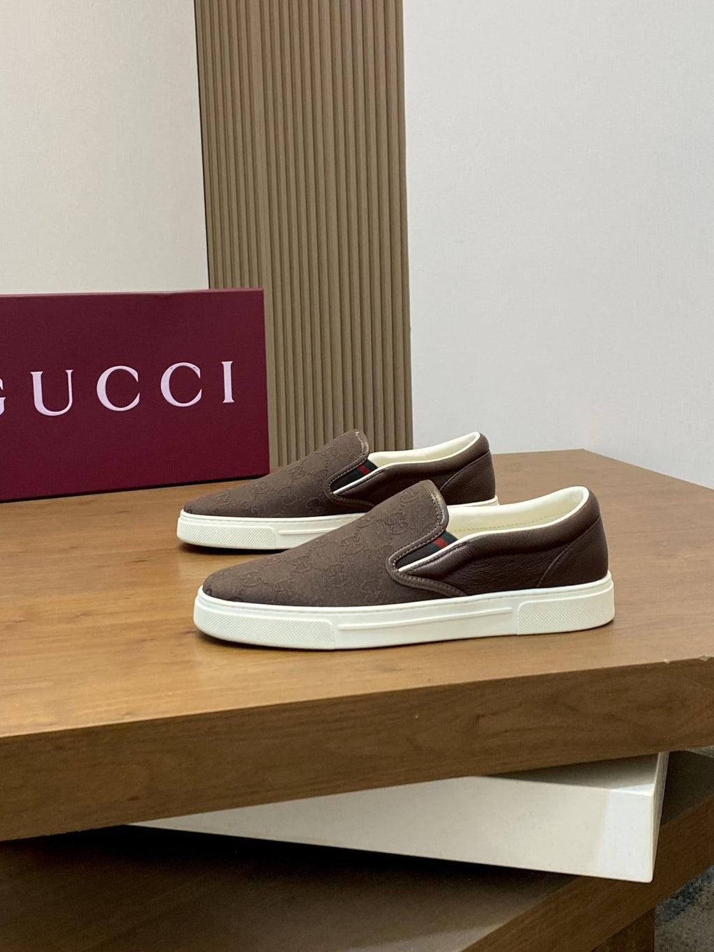 Gucci Patterned Slip-On Sneakers — front