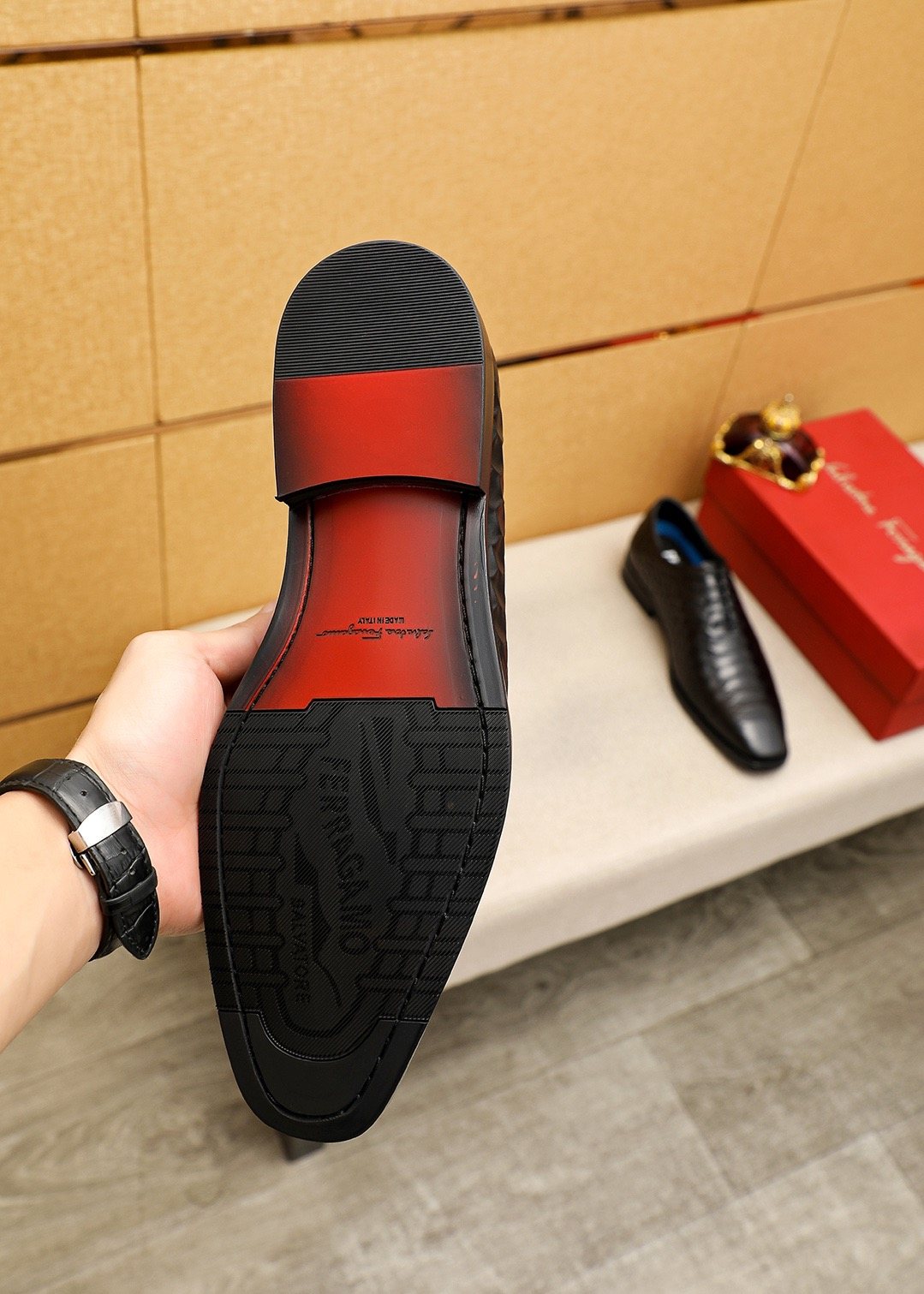 Ferragamo Embossed Lace-Up Dress Shoes — back