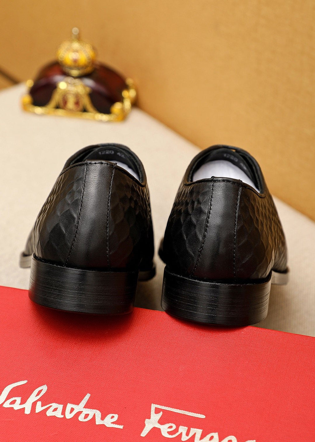 Ferragamo Embossed Lace-Up Dress Shoes — back