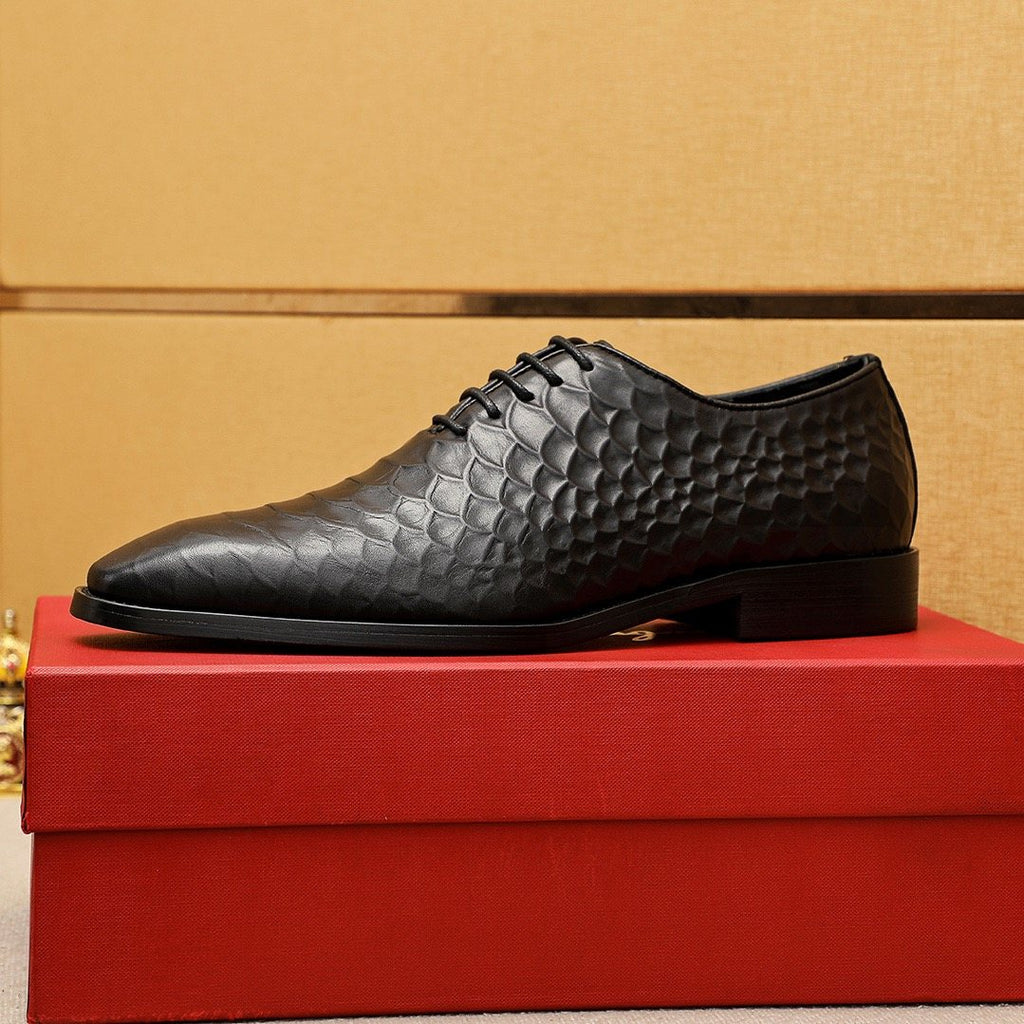 Ferragamo Embossed Lace-Up Dress Shoes — side
