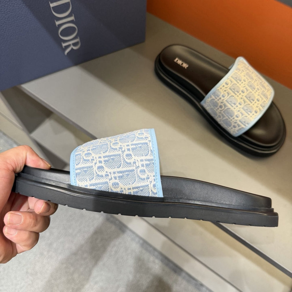Dior Patterned Strap Slide Sandals — front