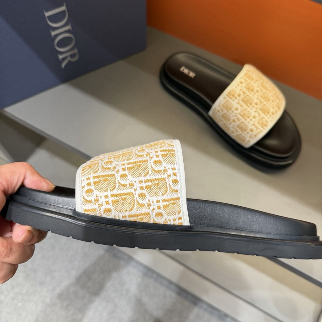 Dior Patterned Strap Slide Sandals — side