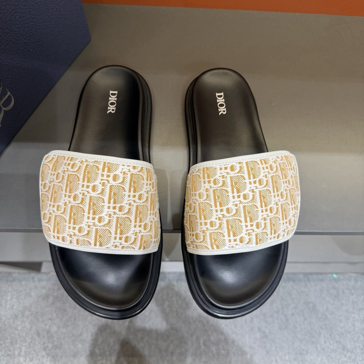 Dior Patterned Strap Slide Sandals — front