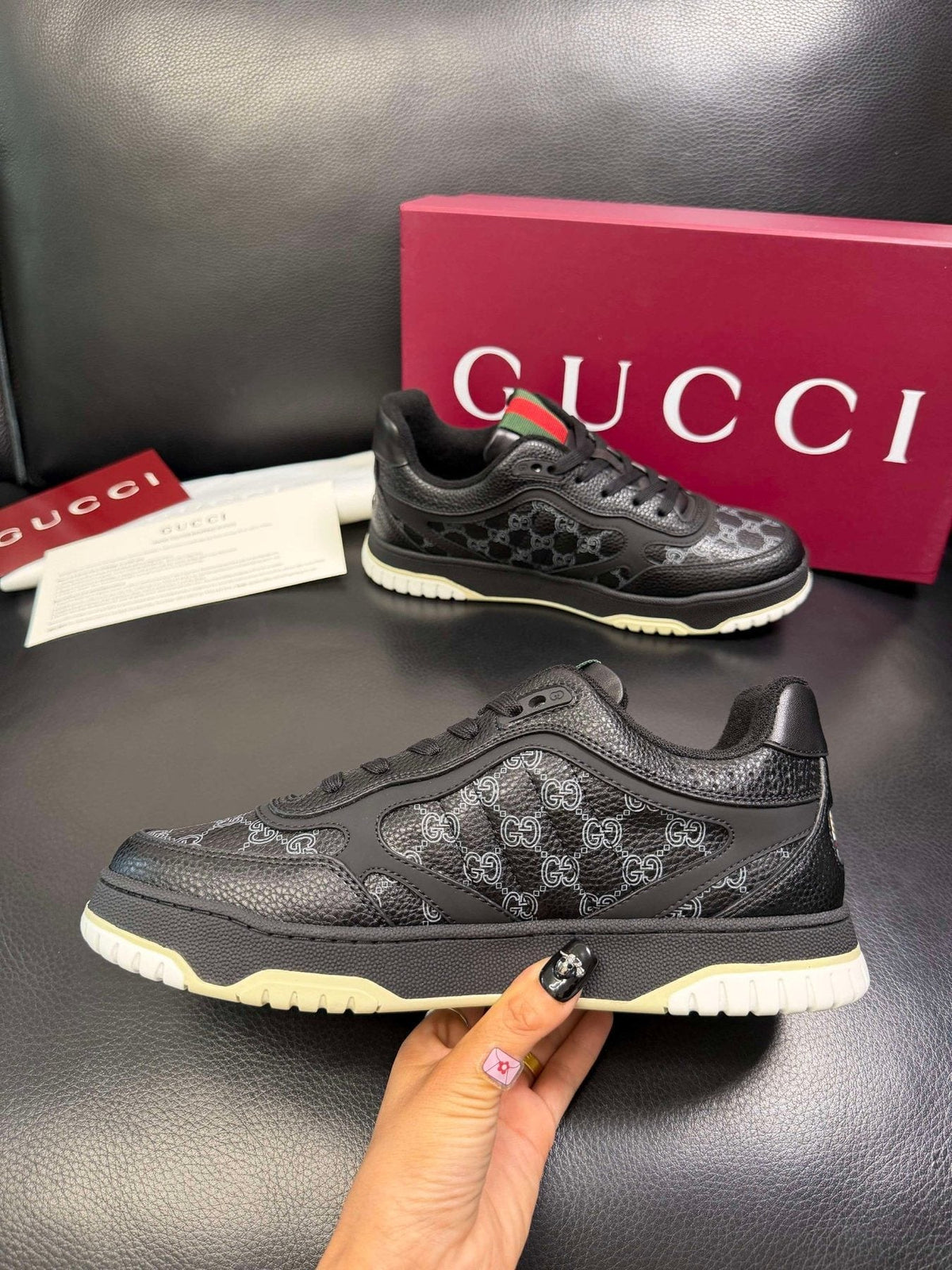 Gucci Patterned Low-Top Sneakers — side