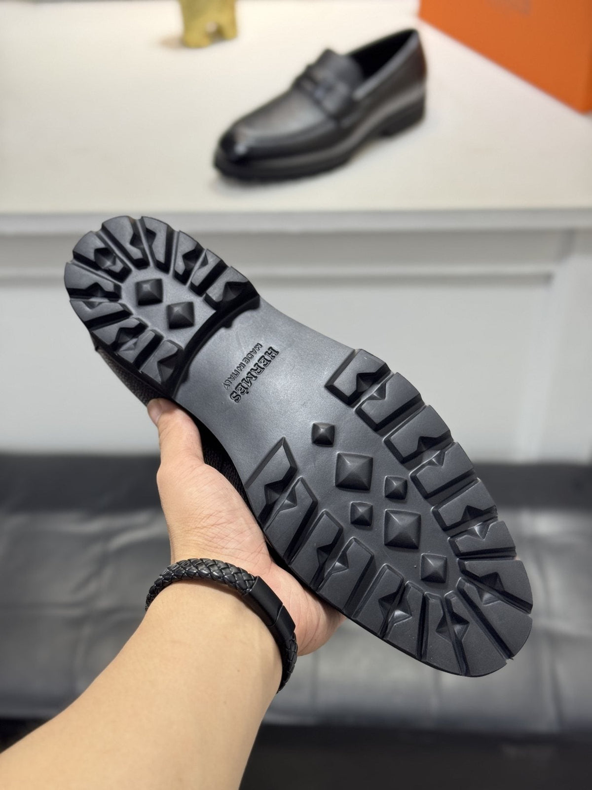 Hermès H-Hardware Lug Sole Loafers — detail