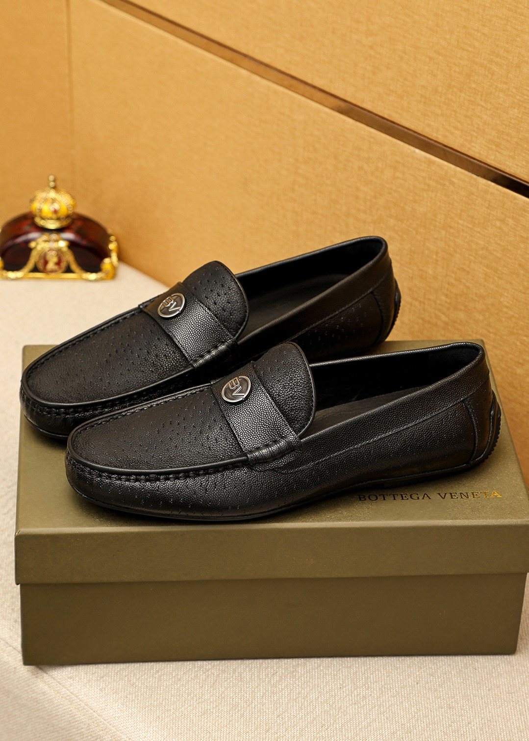 Bottega Veneta Perforated Driving Loafers — model