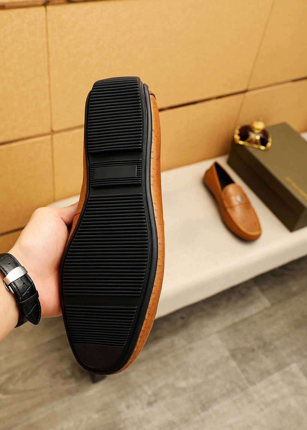 Bottega Veneta Perforated Driving Loafers — detail