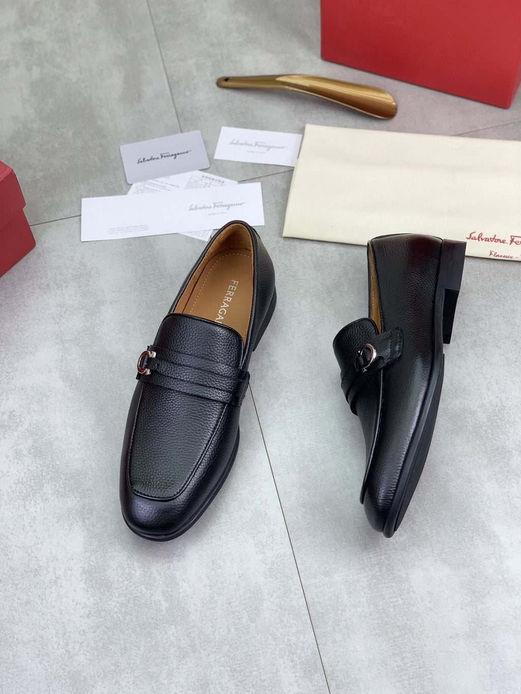 Ferragamo Men's Metal Bit Loafers — side
