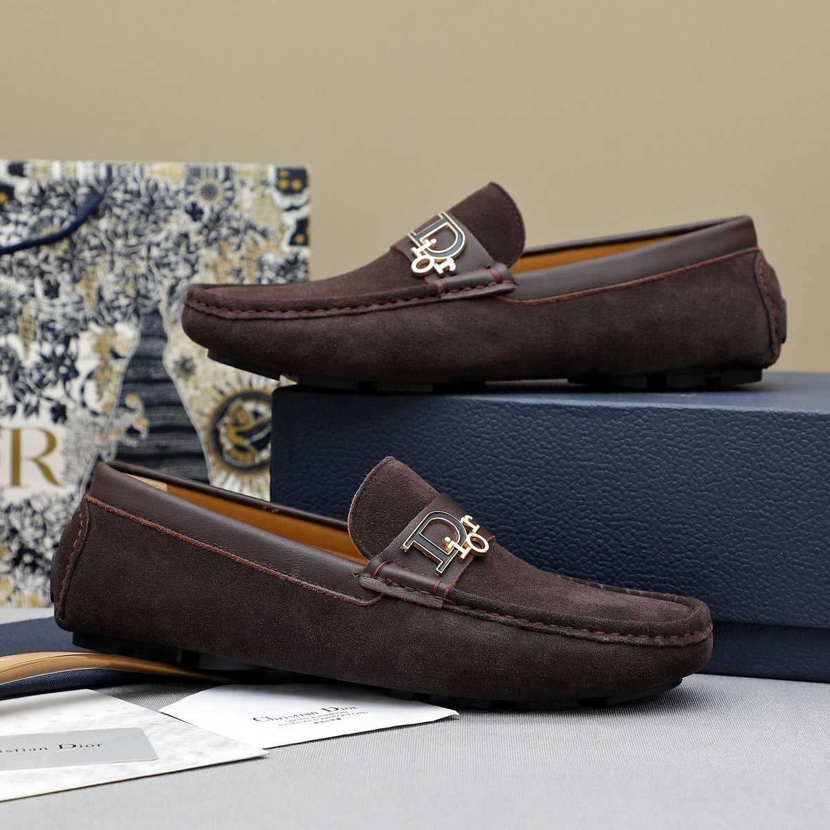 Dior Blue Metal Hardware Loafers — front
