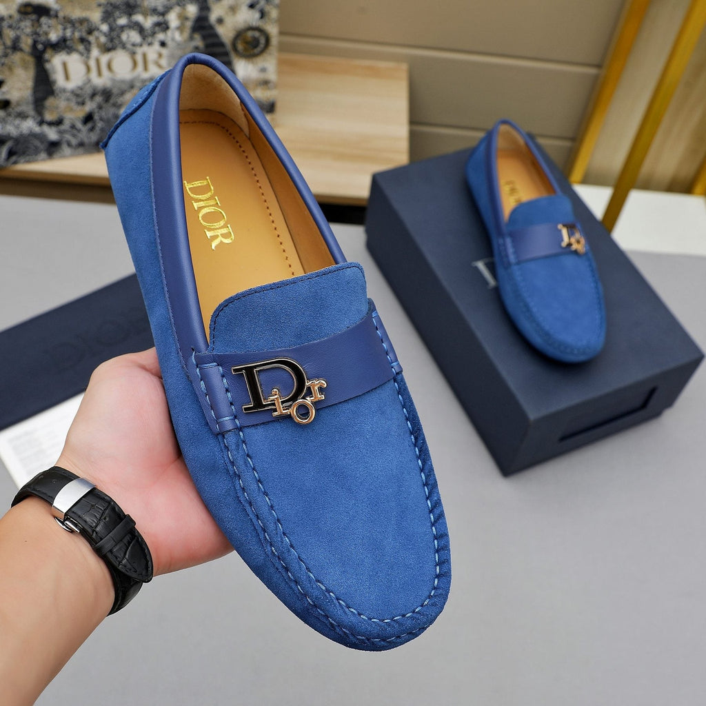 Dior Blue Metal Hardware Loafers — model