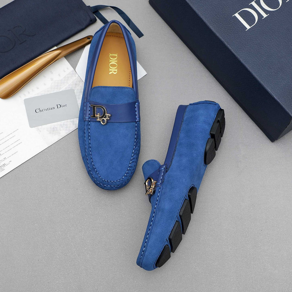 Dior Blue Metal Hardware Loafers — front