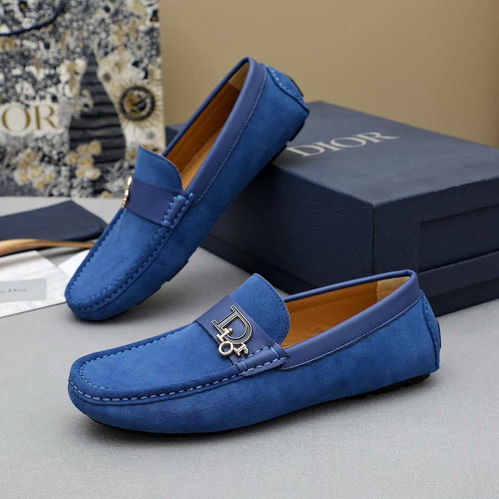 Dior Blue Metal Hardware Loafers — hero