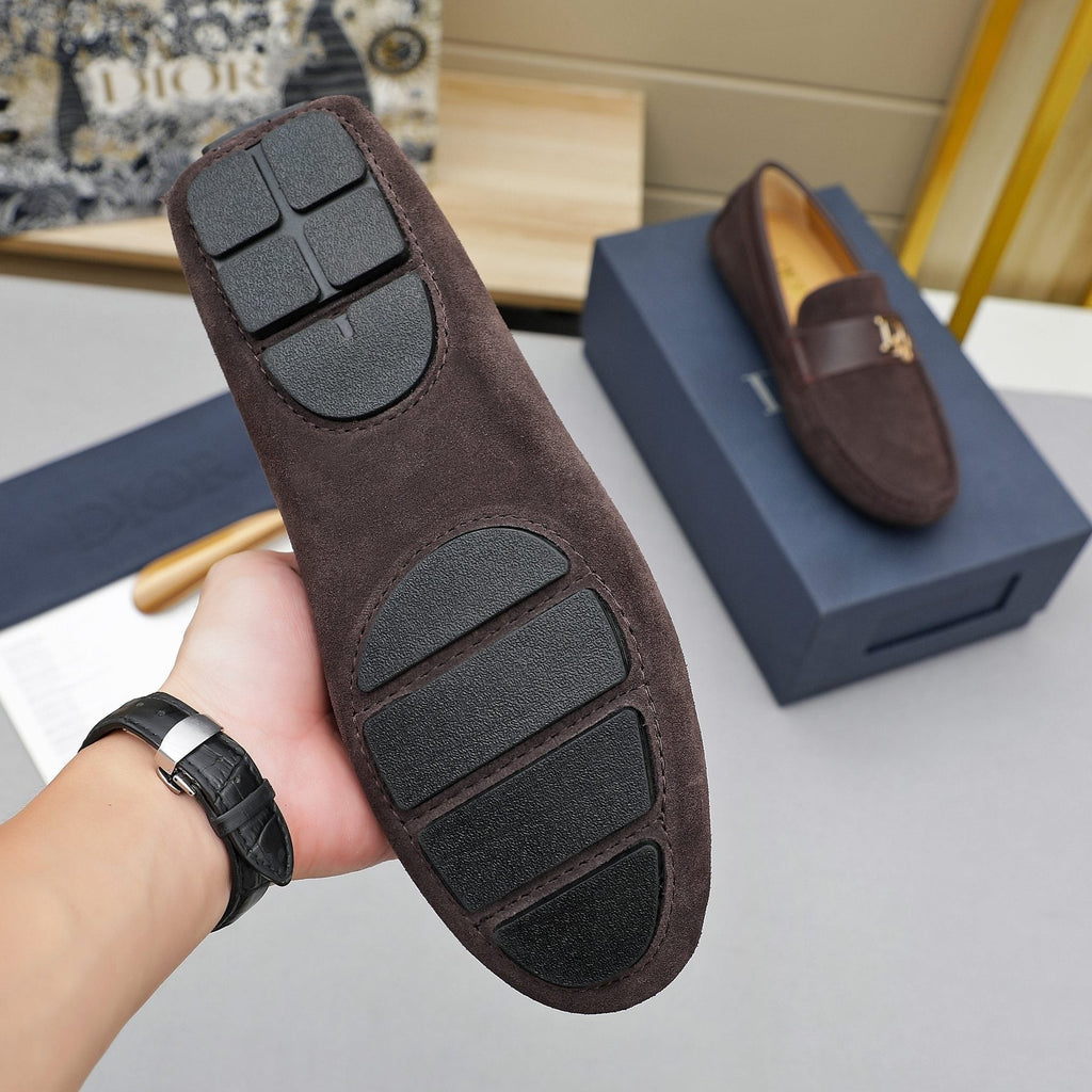 Dior Blue Metal Hardware Loafers — side
