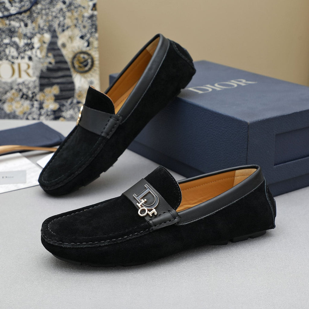 Dior Blue Metal Hardware Loafers — side