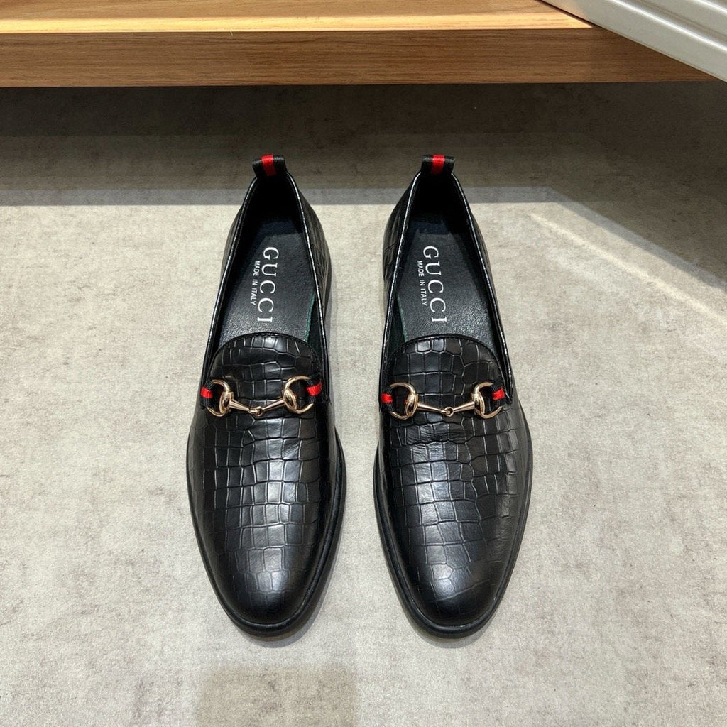 Gucci Croc-Embossed Horsebit Loafers — front