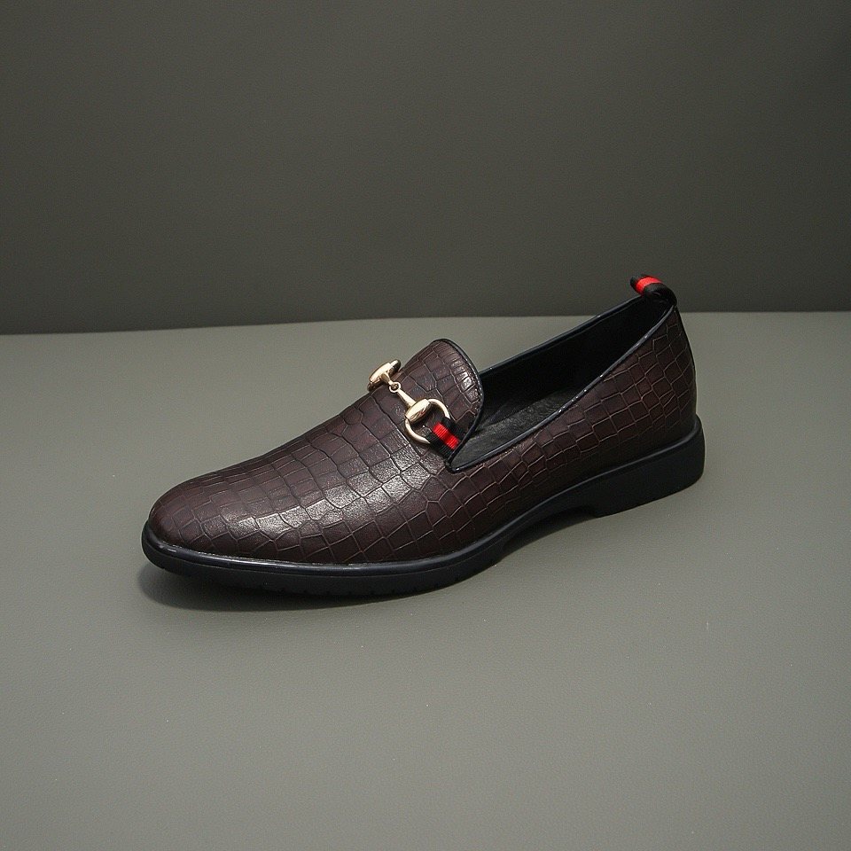 Gucci Croc-Embossed Horsebit Loafers — side