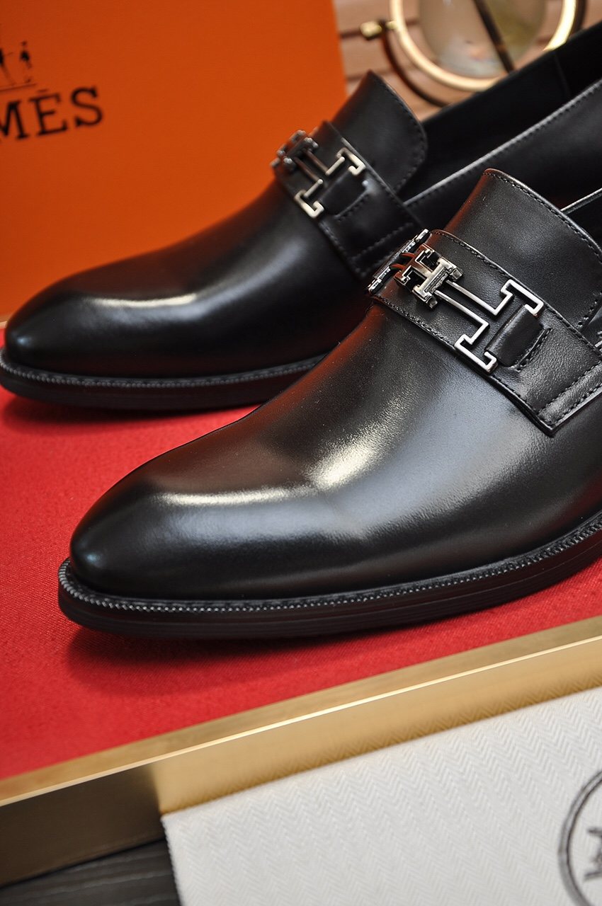Hermès H-Hardware Leather Loafers — detail