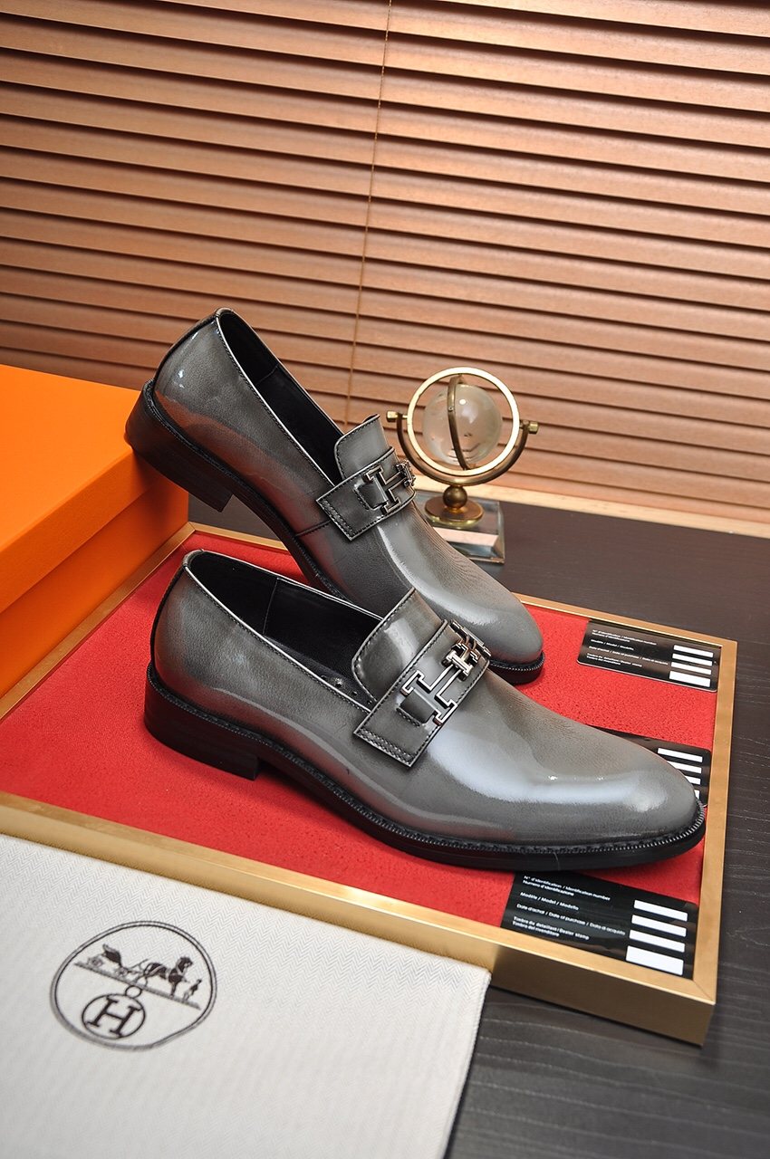 Hermès H-Hardware Leather Loafers — front