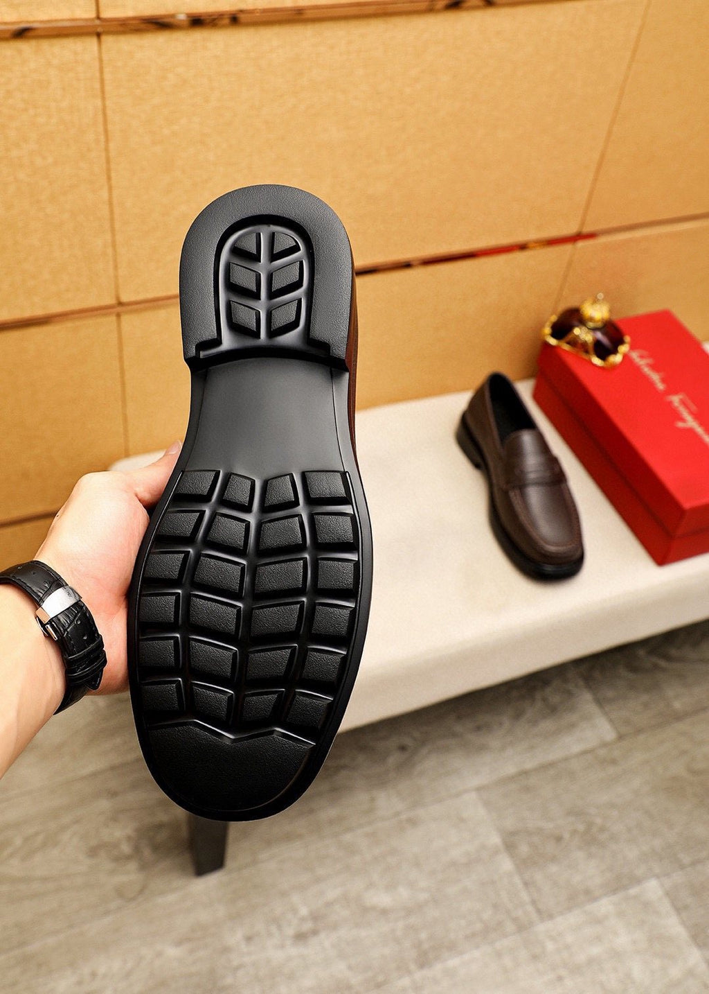 Ferragamo Textured Slip-On Loafers — detail