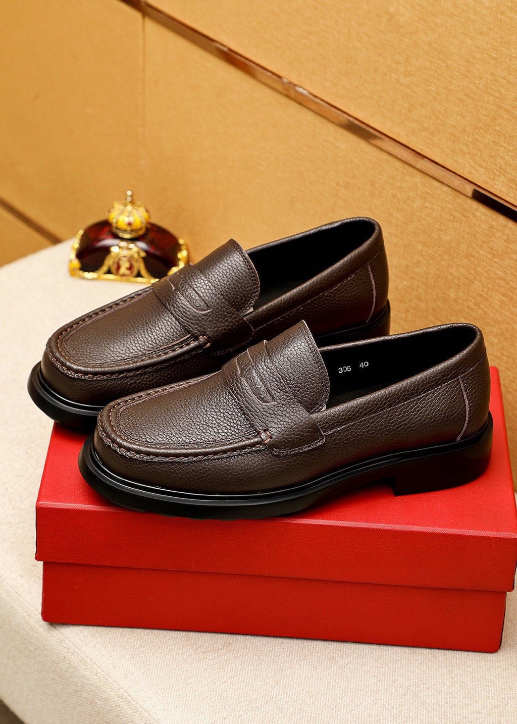 Ferragamo Textured Slip-On Loafers — front