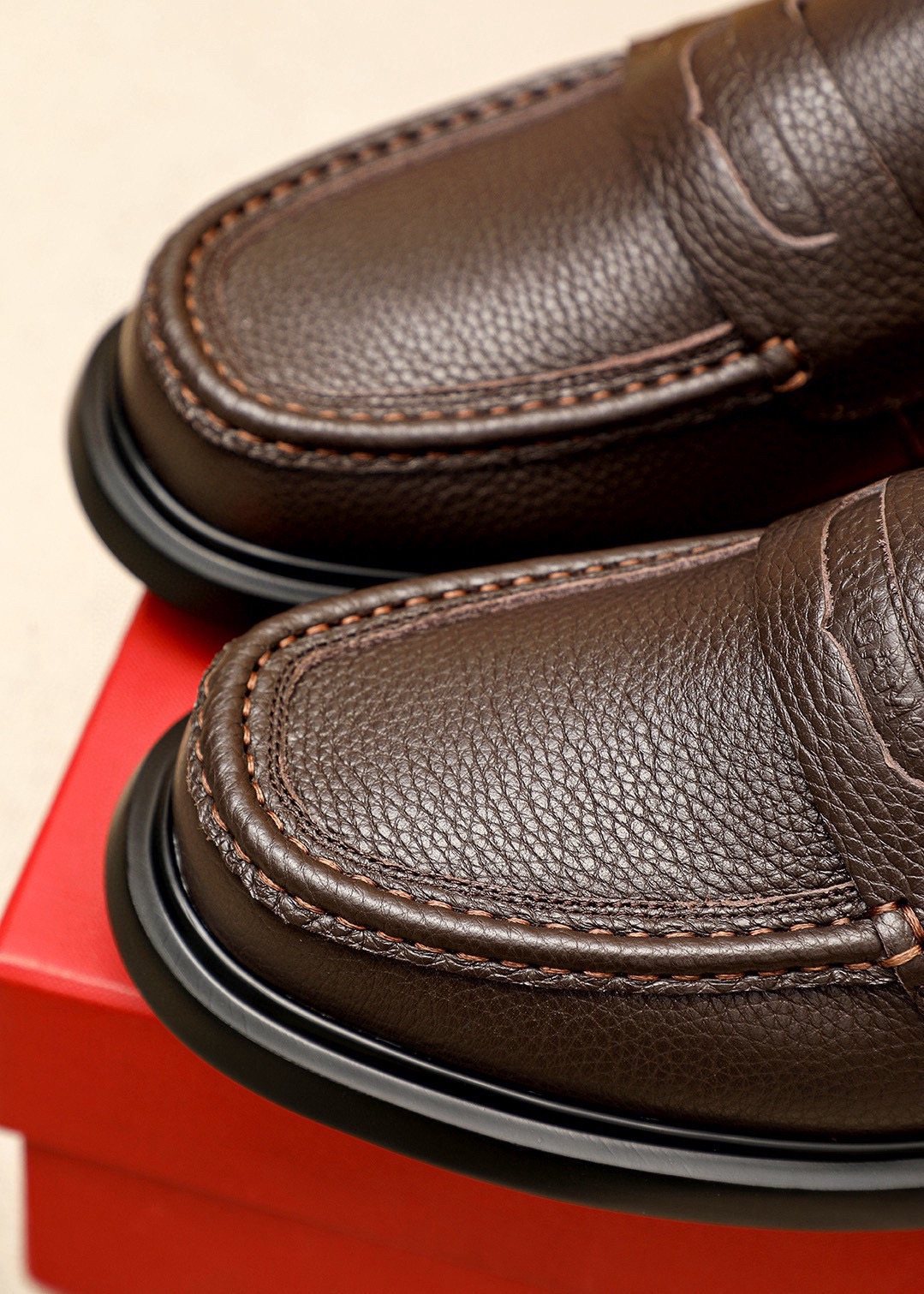 Ferragamo Textured Slip-On Loafers — detail