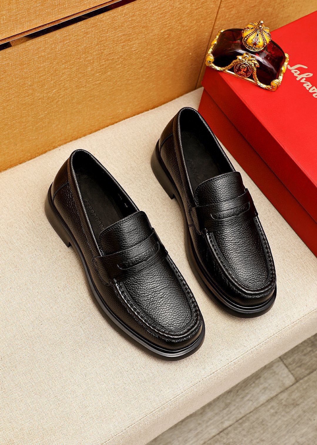 Ferragamo Textured Slip-On Loafers — hero