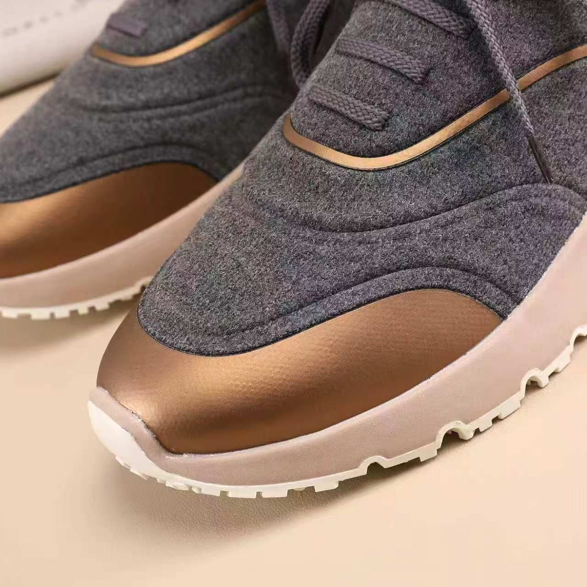Brunello Cucinelli Knit Lace-Up Sneakers — detail