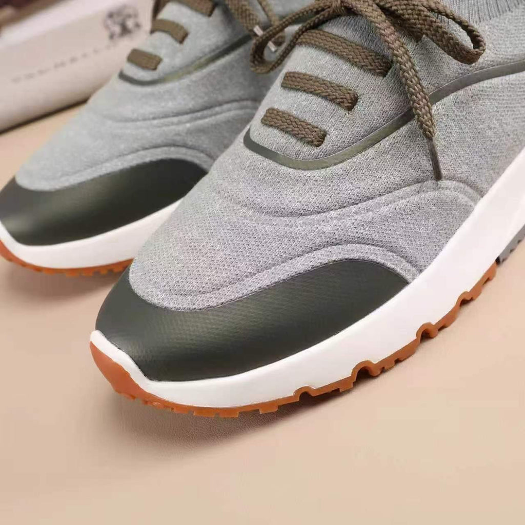Brunello Cucinelli Knit Lace-Up Sneakers — detail