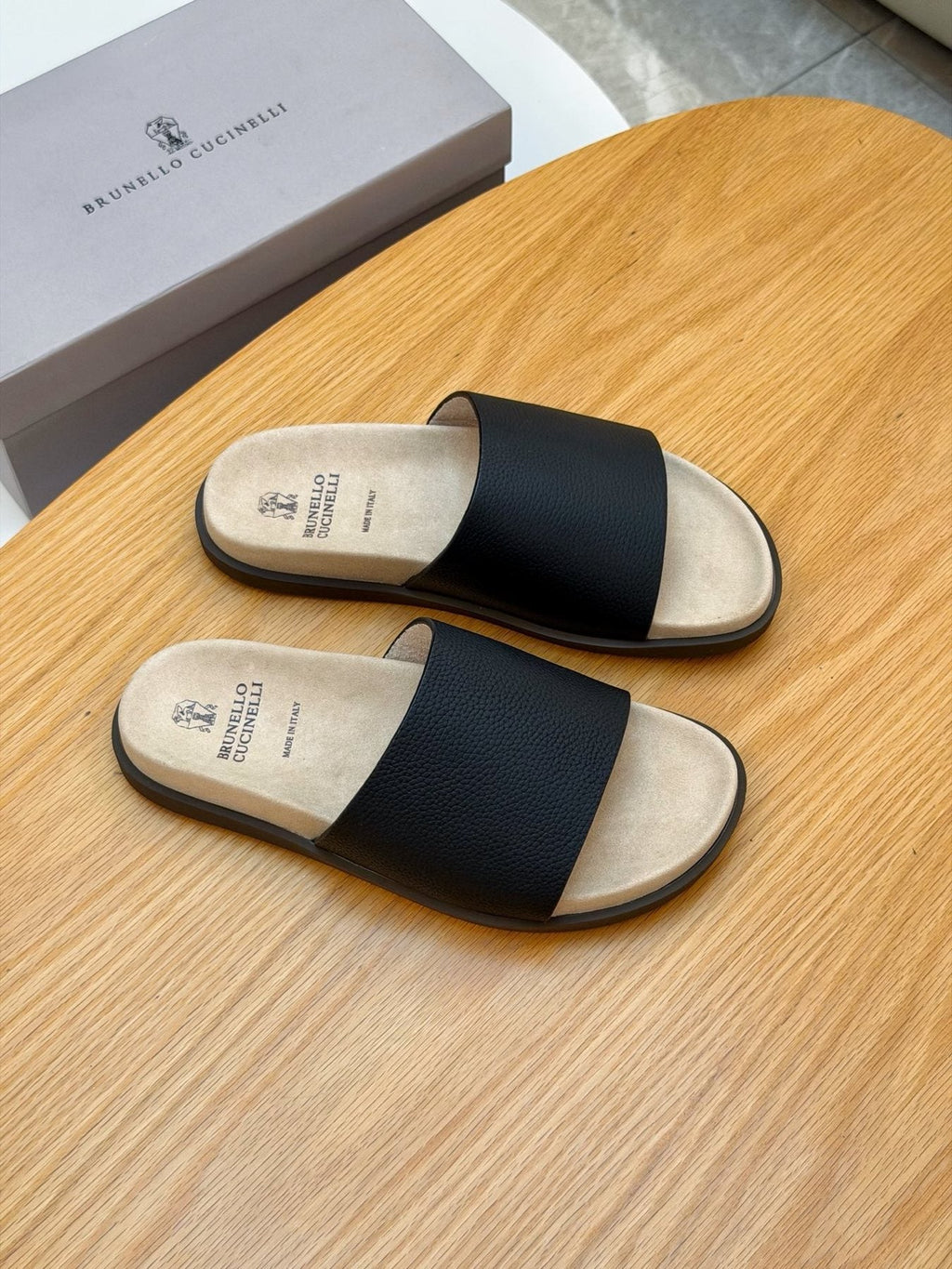 Brunello Cucinelli Textured Strap Slide Sandals — side