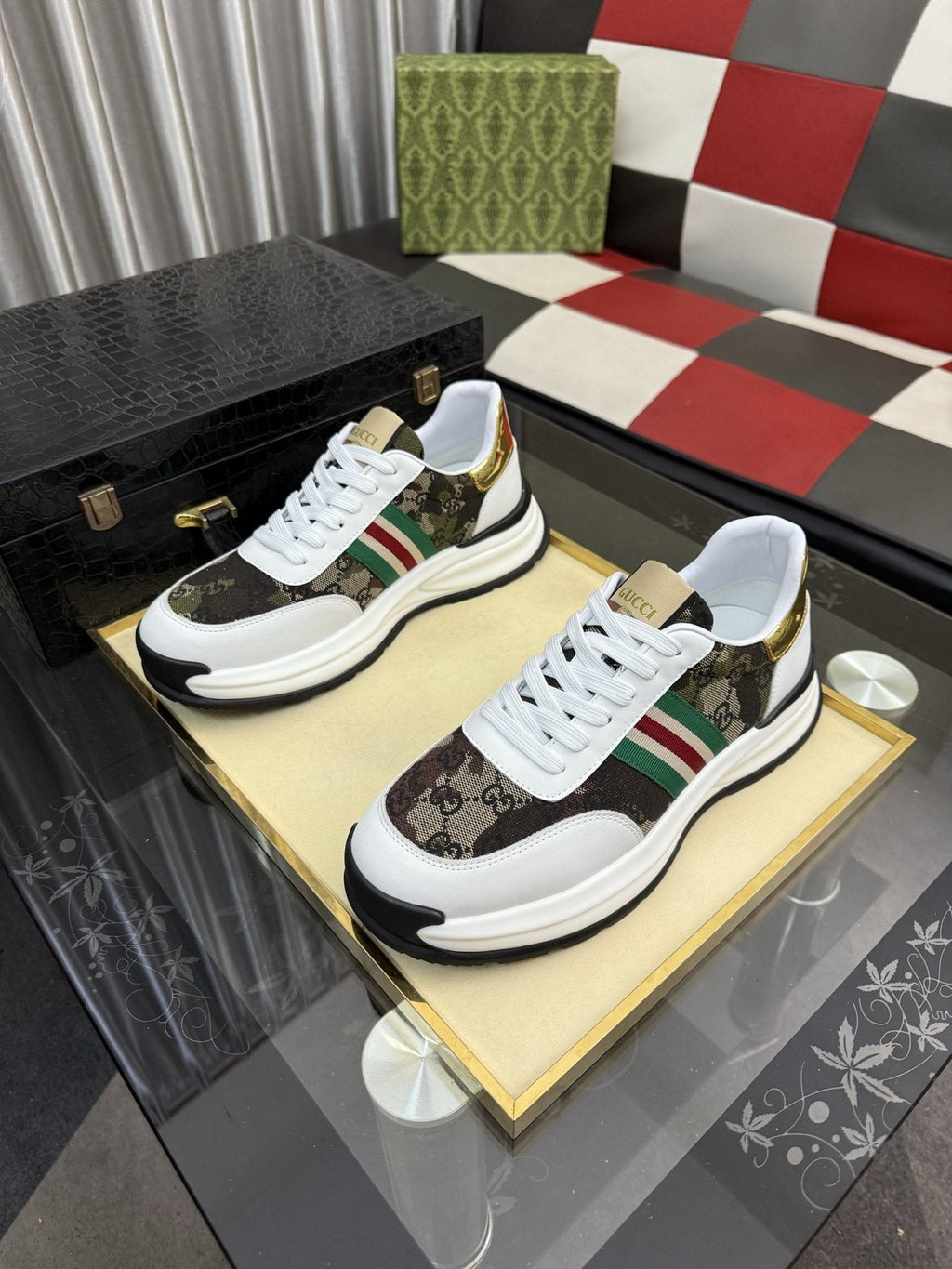 Gucci Monogram Stripe Low-Top Sneakers — front