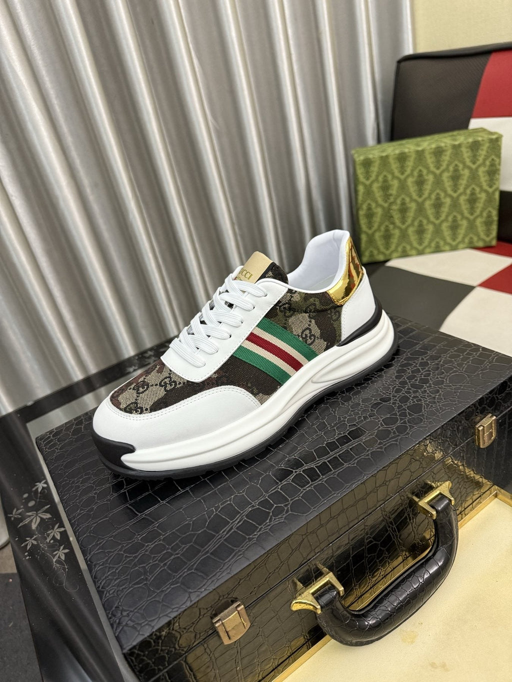 Gucci Monogram Stripe Low-Top Sneakers — front
