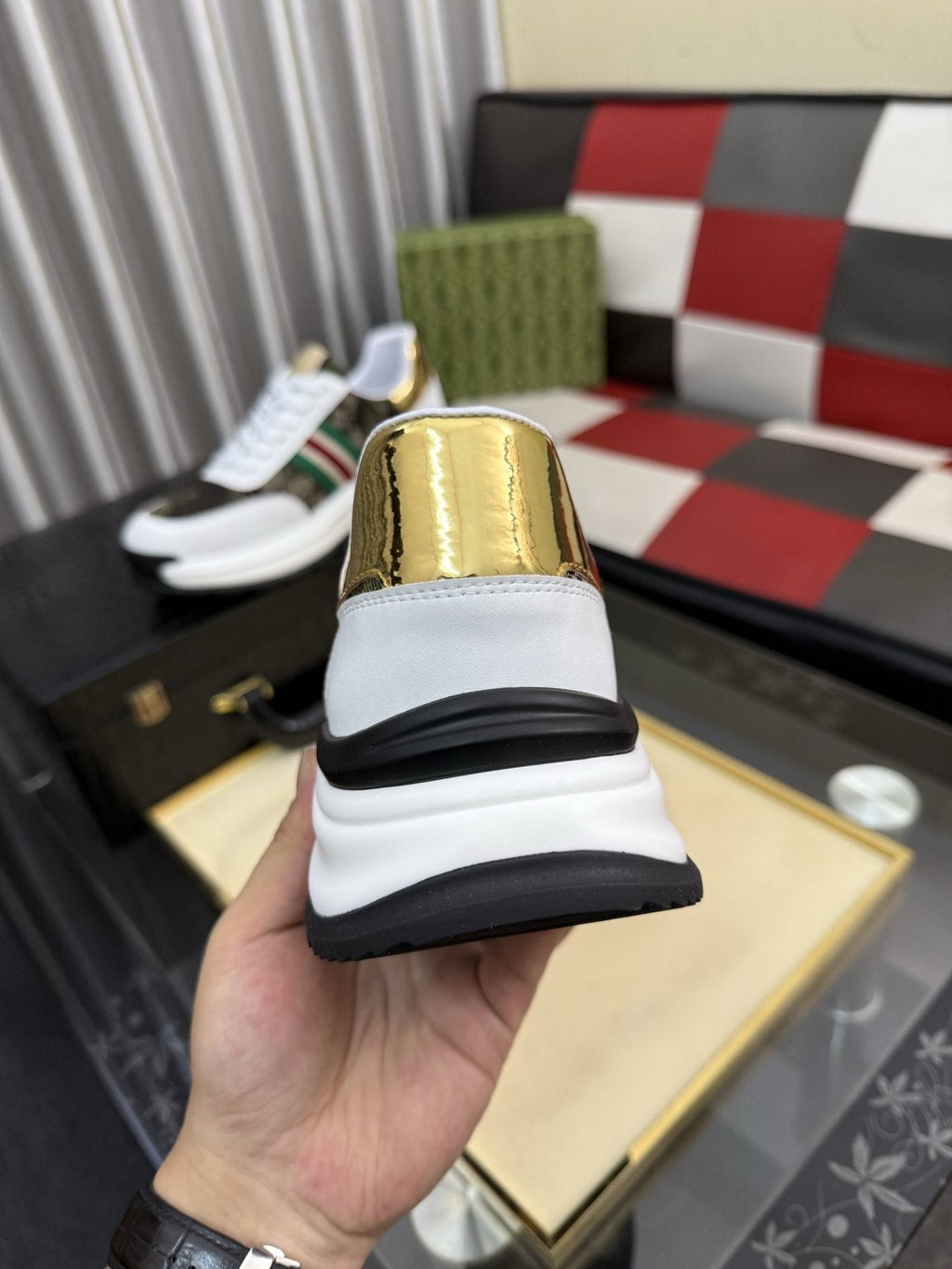 Gucci Monogram Stripe Low-Top Sneakers — back