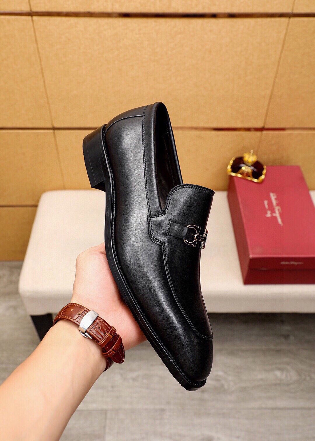 Ferragamo Leather Hardware Loafers — model