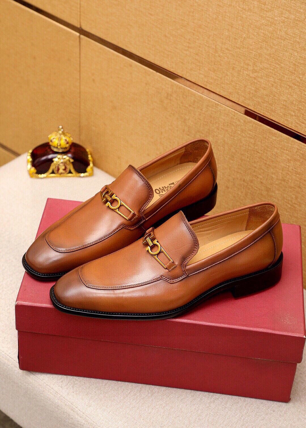Ferragamo Leather Hardware Loafers — front