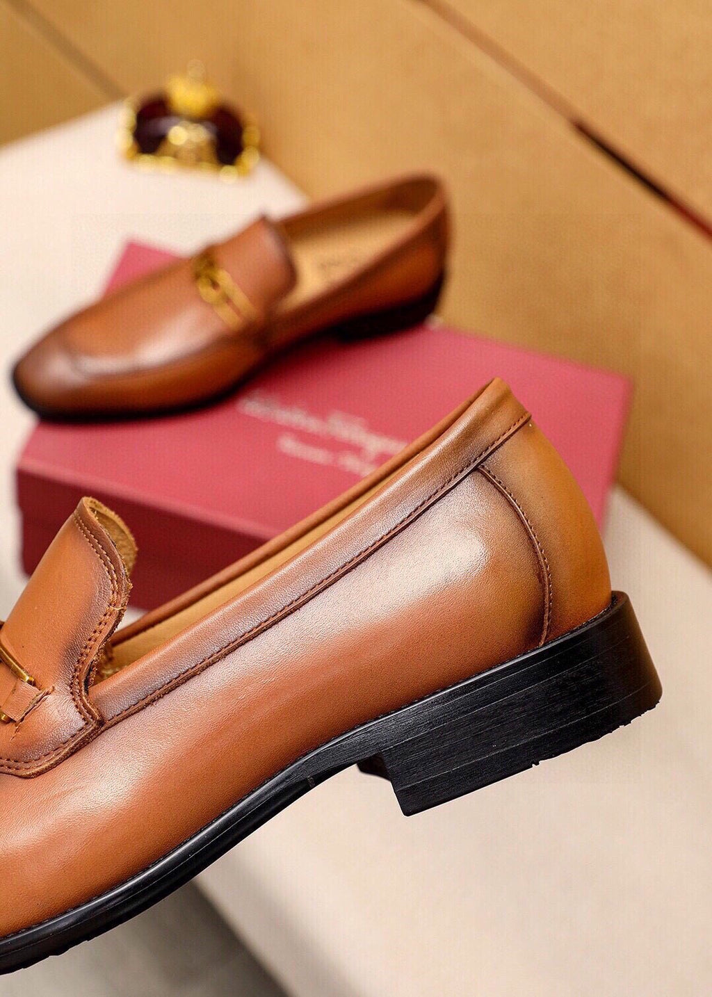 Ferragamo Leather Hardware Loafers — detail