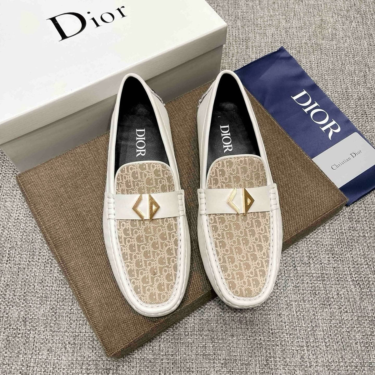 Dior Monogram Hardware Loafers — side