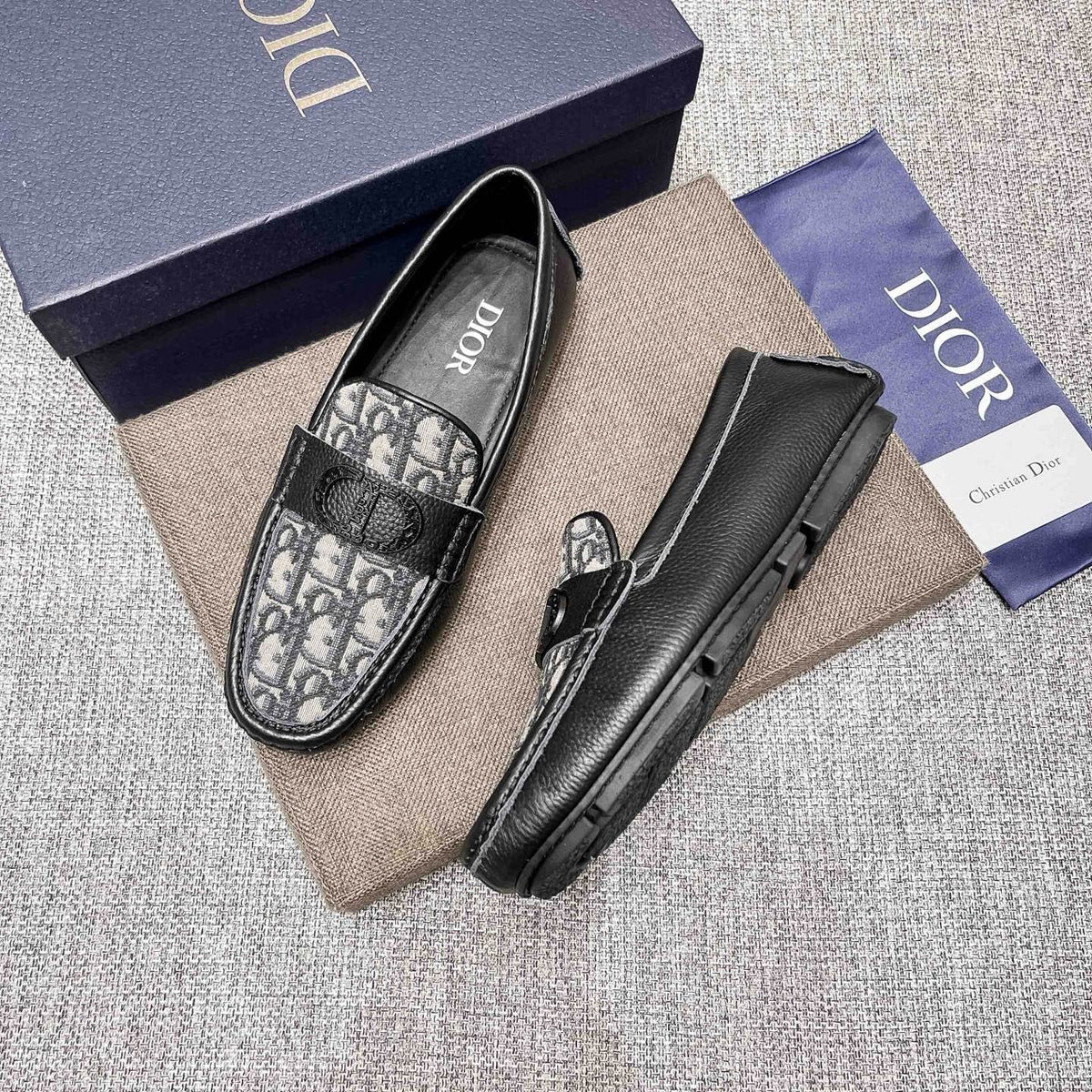Dior Patterned Vamp Loafers — side