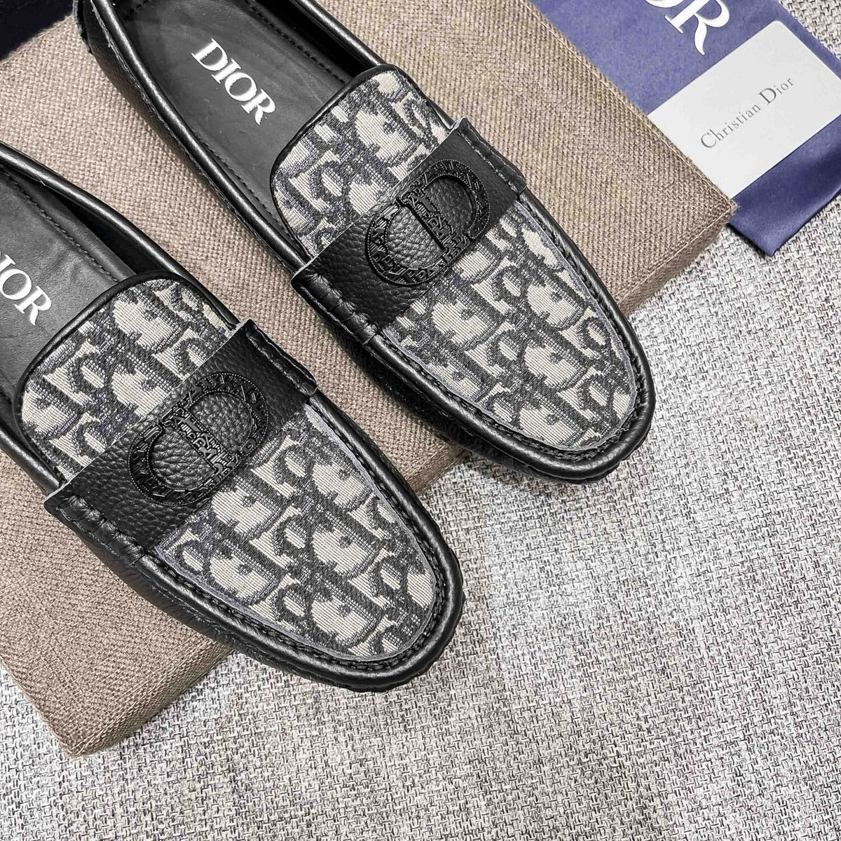 Dior Patterned Vamp Loafers — front