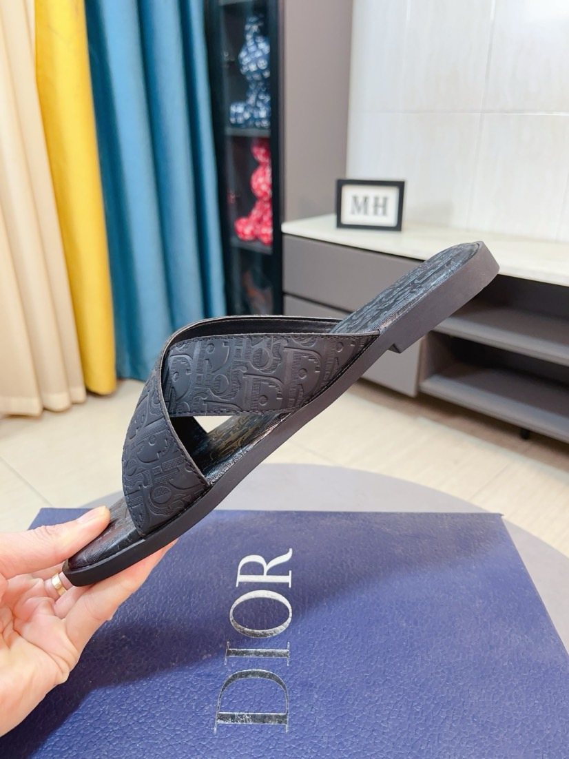 Dior Cross-Strap Slide Sandals — side