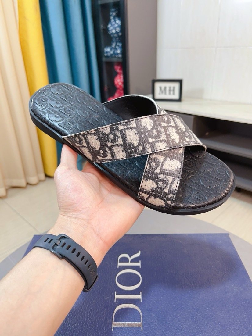 Dior Cross-Strap Slide Sandals — front