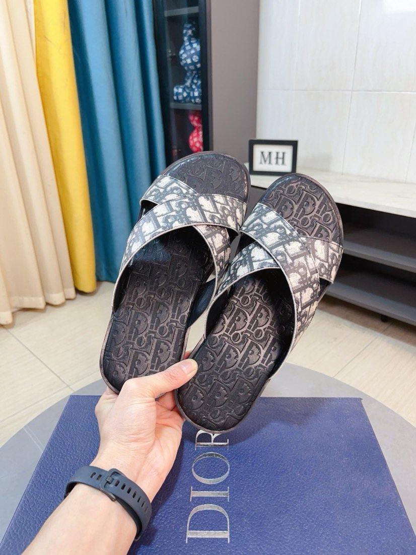 Dior Cross-Strap Slide Sandals — side