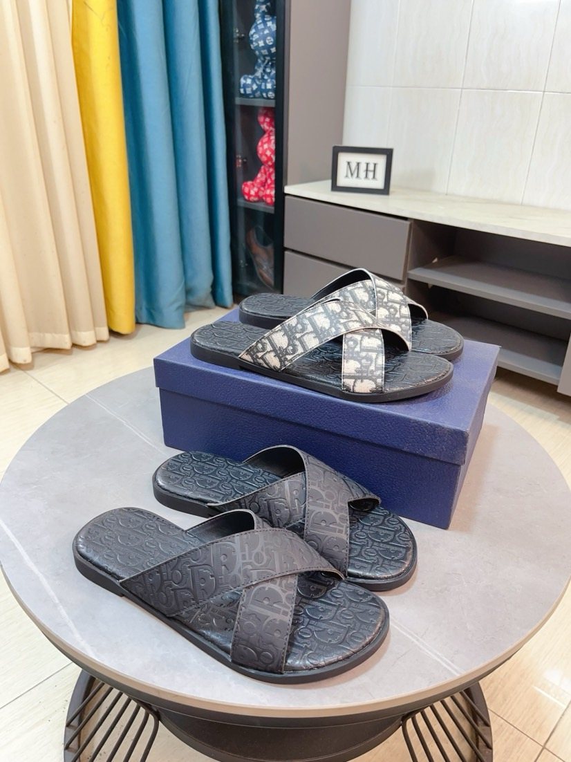 Dior Cross-Strap Slide Sandals — front